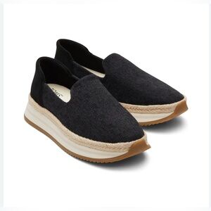 Toms Classic Black Platform Espadrilles